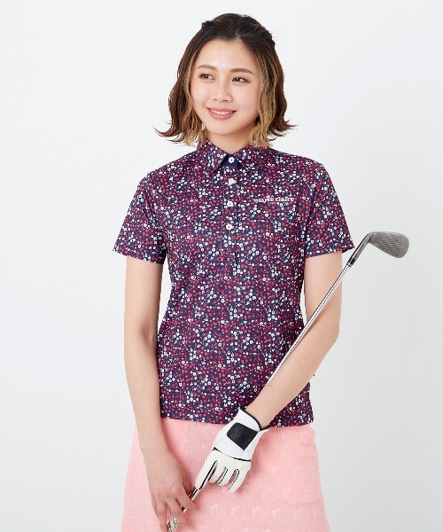 marie claire(マリ・クレール)の「【marie claire:マリ.クレール】レディース 半袖シャツ ゴルフ(シャツ/ブラウス・レディース・ネイビー/イエロー/ホワイト・MEDIUM/LARGE/X-LARGE)」の2枚目の写真