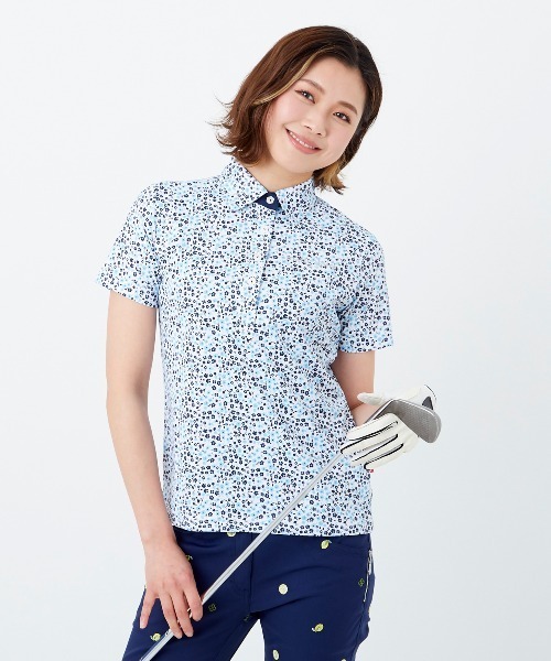 marie claire(マリ・クレール)の「【marie claire:マリ.クレール】レディース 半袖シャツ ゴルフ(シャツ/ブラウス・レディース・ネイビー/イエロー/ホワイト・MEDIUM/LARGE/X-LARGE)」の5枚目の写真