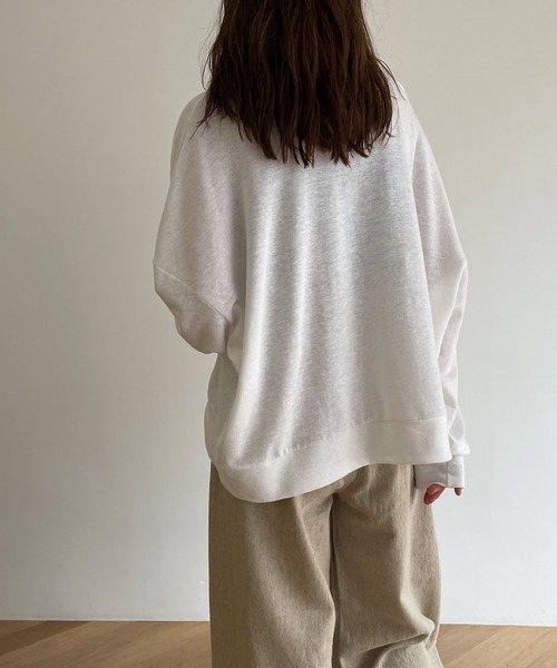CANAL JEAN(キャナルジーン)の「El mar リネン混スラブロングTシャツ(Tシャツ/カットソー・レディース・サックスブルー/ホワイト/ネイビー・ONE SIZE)」の5枚目の写真