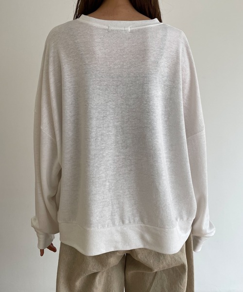 CANAL JEAN(キャナルジーン)の「El mar リネン混スラブロングTシャツ(Tシャツ/カットソー・レディース・サックスブルー/ホワイト/ネイビー・ONE SIZE)」の15枚目の写真