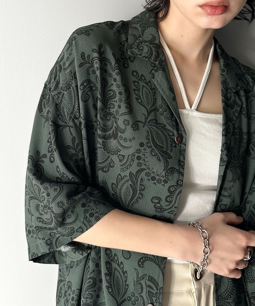 Java(ジャバ)の「《JaVa ジャバコラボ》大人の遊び心。柄開襟シャツ(シャツ/ブラウス・レディース・ブラック/ライトグレー/ホワイト系1/ホワイト系2/ホワイト系3/グレー系1/アイボリー系・LARGE/SMALL/X-LARGE/MEDIUM)」の6枚目の写真
