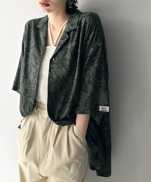 Java(ジャバ)の「《JaVa ジャバコラボ》大人の遊び心。柄開襟シャツ(シャツ/ブラウス・レディース・ブラック/ライトグレー/ホワイト系1/ホワイト系2/ホワイト系3/グレー系1/アイボリー系・LARGE/SMALL/X-LARGE/MEDIUM)」の13枚目の写真