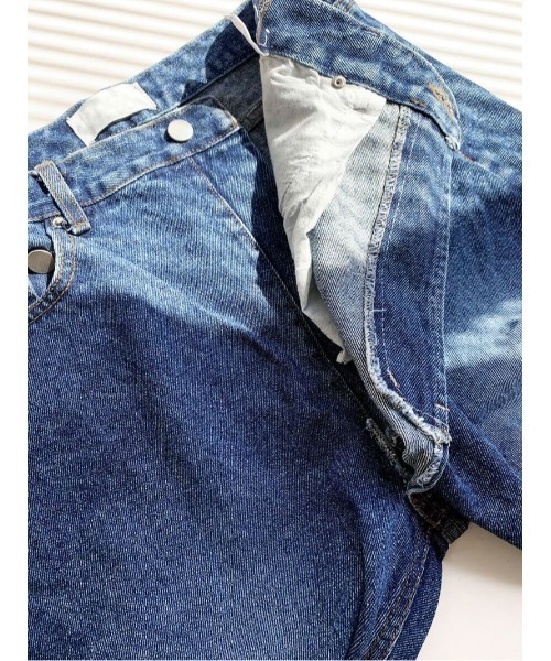 LVEU.（ラブユ.）の「【LVEU.】デザインデニム（Aiselect) / ボトムス パンツ デニム ワイド ルーズ レギュラー アシンメトリー アシメ ウエスト 個性的 ヴィンテージ 色落ち ブラック（デニムパンツ・レディース・ブラック・FREE）」の16枚目の写真