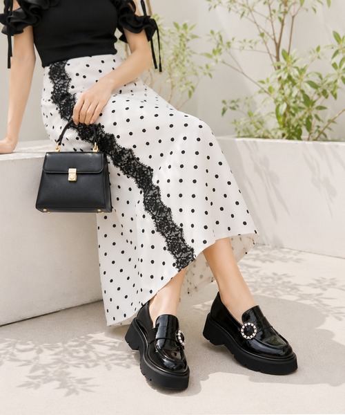 coca(ANDEX shoes product)(コカ)の「coca / ビジューバックル付き 厚底ローファー(ローファー・レディース・ブラック・SMALL/MEDIUM/LARGE)」の21枚目の写真