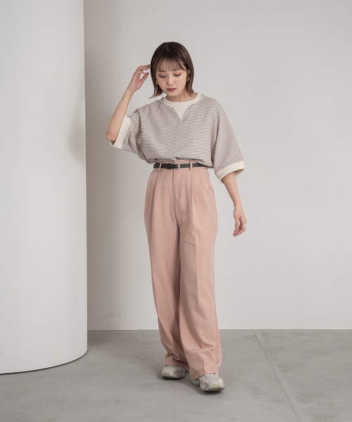 Amiur（エミレ）の「belt set tuck pants（その他パンツ・レディース・ブラック/ピンク/ベージュ・FREE）」の3枚目の写真