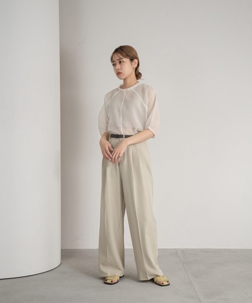 Amiur（エミレ）の「belt set tuck pants（その他パンツ・レディース・ブラック/ピンク/ベージュ・FREE）」の4枚目の写真