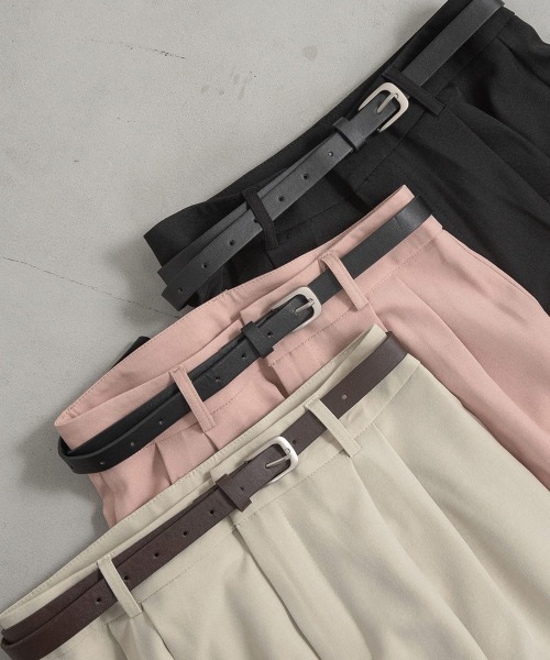 Amiur（エミレ）の「belt set tuck pants（その他パンツ・レディース・ブラック/ピンク/ベージュ・FREE）」の10枚目の写真
