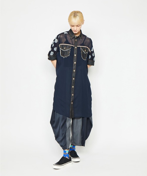 gomme（ゴム）の「ドットデニム　デニムシャツ（シャツ/ブラウス・レディース・インディゴブルー/ブラック・MEDIUM）」の10枚目の写真