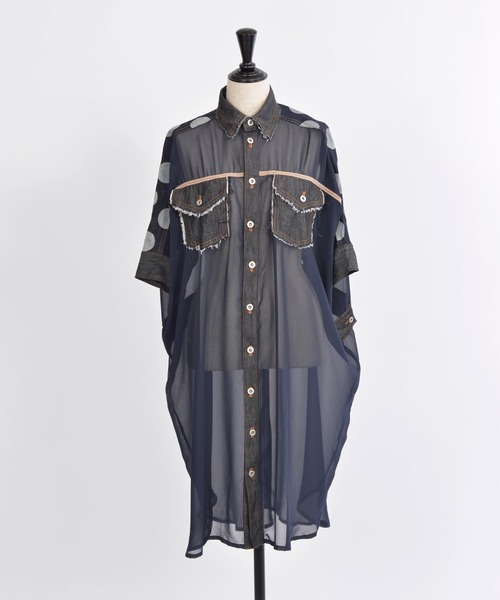 gomme（ゴム）の「ドットデニム　デニムシャツ（シャツ/ブラウス・レディース・インディゴブルー/ブラック・MEDIUM）」の15枚目の写真