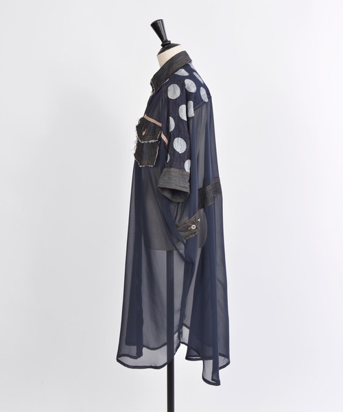 gomme（ゴム）の「ドットデニム　デニムシャツ（シャツ/ブラウス・レディース・インディゴブルー/ブラック・MEDIUM）」の19枚目の写真