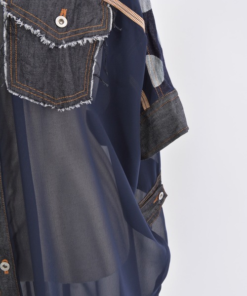 gomme（ゴム）の「ドットデニム　デニムシャツ（シャツ/ブラウス・レディース・インディゴブルー/ブラック・MEDIUM）」の18枚目の写真