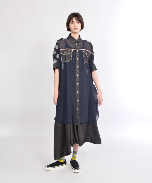 gomme（ゴム）の「ドットデニム　デニムシャツ（シャツ/ブラウス・レディース・インディゴブルー/ブラック・MEDIUM）」の16枚目の写真