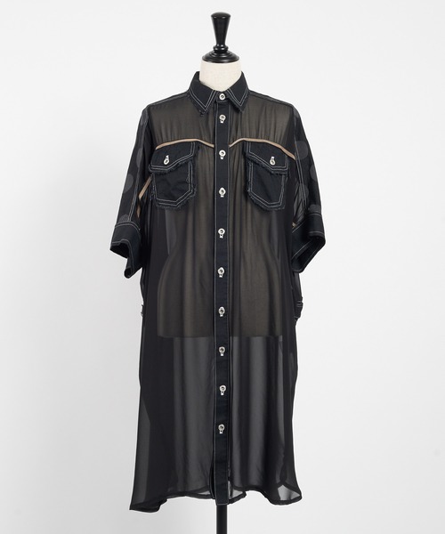 gomme（ゴム）の「ドットデニム　デニムシャツ（シャツ/ブラウス・レディース・インディゴブルー/ブラック・MEDIUM）」の7枚目の写真