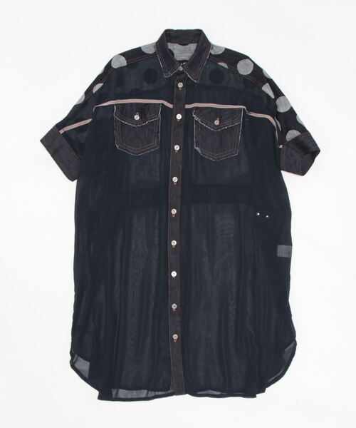 gomme（ゴム）の「ドットデニム　デニムシャツ（シャツ/ブラウス・レディース・インディゴブルー/ブラック・MEDIUM）」の3枚目の写真