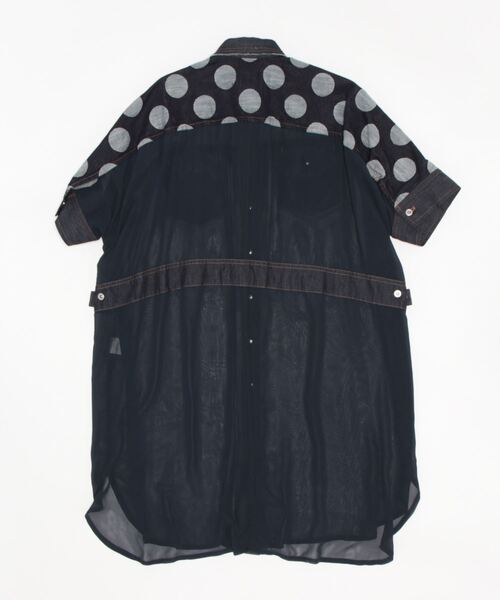 gomme（ゴム）の「ドットデニム　デニムシャツ（シャツ/ブラウス・レディース・インディゴブルー/ブラック・MEDIUM）」の4枚目の写真