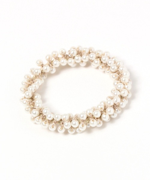 LAKOLE（ラコレ）の「ビーズ編みヘアゴム / 198588（ヘアゴム・レディース・ベージュ/ホワイト/グレー/ネイビー/その他3/ブラック/ブルー/チャコール/ブラウン・FREE）」の2枚目の写真