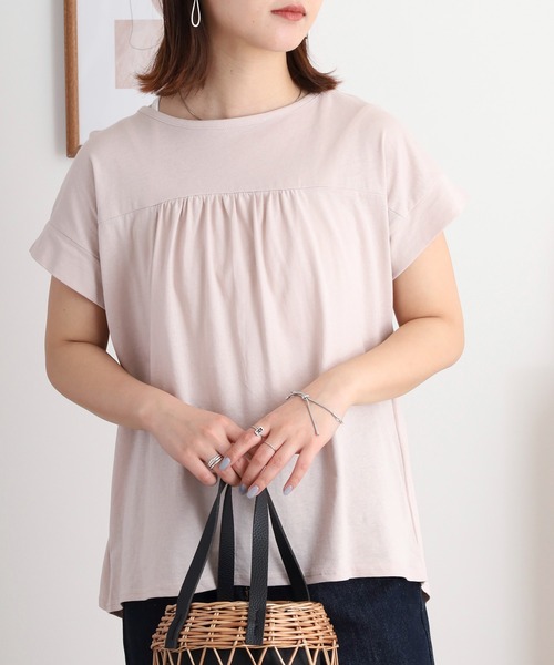 atONE(アットワン)の「atONE バックダブル半袖プルオーバー(Tシャツ/カットソー・レディース・ホワイト/ライトブラウン/ブラック/ピンクベージュ・LL~3L/4L~5L/M~L/M-L)」の4枚目の写真