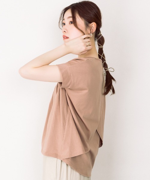 atONE(アットワン)の「atONE バックダブル半袖プルオーバー(Tシャツ/カットソー・レディース・ホワイト/ライトブラウン/ブラック/ピンクベージュ・LL~3L/4L~5L/M~L/M-L)」の22枚目の写真