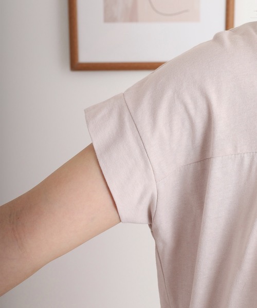 atONE(アットワン)の「atONE バックダブル半袖プルオーバー(Tシャツ/カットソー・レディース・ホワイト/ライトブラウン/ブラック/ピンクベージュ・LL~3L/4L~5L/M~L/M-L)」の5枚目の写真