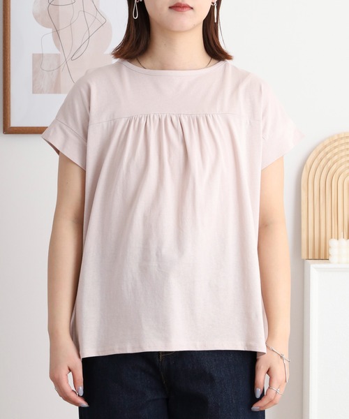 atONE(アットワン)の「atONE バックダブル半袖プルオーバー(Tシャツ/カットソー・レディース・ホワイト/ライトブラウン/ブラック/ピンクベージュ・LL~3L/4L~5L/M~L/M-L)」の11枚目の写真