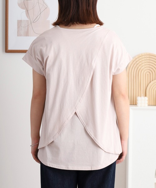 atONE(アットワン)の「atONE バックダブル半袖プルオーバー(Tシャツ/カットソー・レディース・ホワイト/ライトブラウン/ブラック/ピンクベージュ・LL~3L/4L~5L/M~L/M-L)」の9枚目の写真