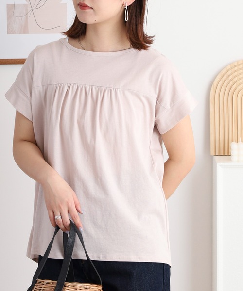 atONE(アットワン)の「atONE バックダブル半袖プルオーバー(Tシャツ/カットソー・レディース・ホワイト/ライトブラウン/ブラック/ピンクベージュ・LL~3L/4L~5L/M~L/M-L)」の16枚目の写真