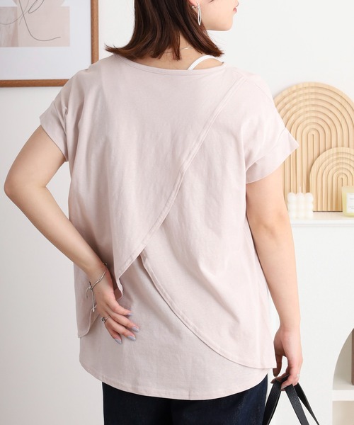 atONE(アットワン)の「atONE バックダブル半袖プルオーバー(Tシャツ/カットソー・レディース・ホワイト/ライトブラウン/ブラック/ピンクベージュ・LL~3L/4L~5L/M~L/M-L)」の15枚目の写真