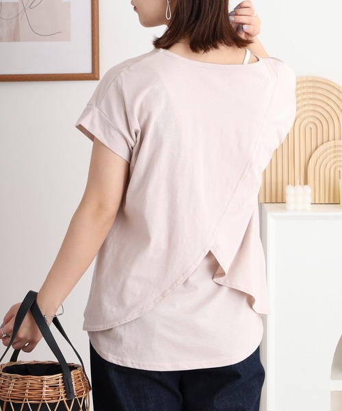 atONE(アットワン)の「atONE バックダブル半袖プルオーバー(Tシャツ/カットソー・レディース・ホワイト/ライトブラウン/ブラック/ピンクベージュ・LL~3L/4L~5L/M~L/M-L)」の14枚目の写真