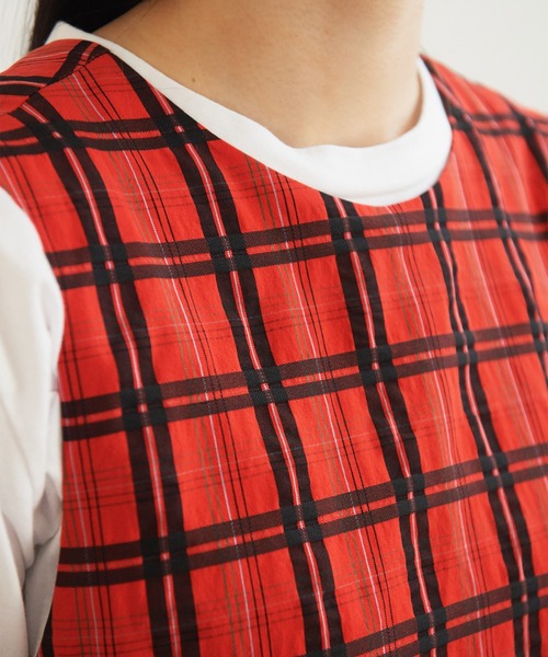 bulle de savon（ビュルデサボン）の「C/E CHECK タック ワンピース