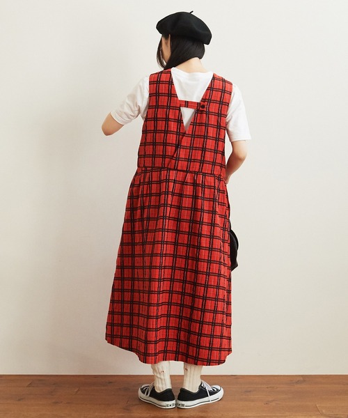 bulle de savon（ビュルデサボン）の「C/E CHECK タック ワンピース