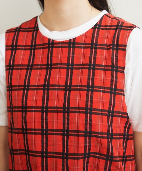 bulle de savon（ビュルデサボン）の「C/E CHECK タック ワンピース