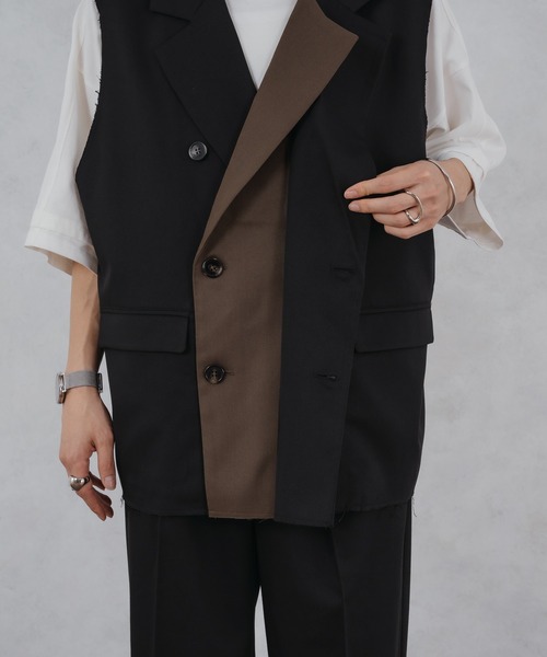 selle glant(セレグランテ)の「TAILORED DOUBLE GILET VEST/テーラードダブルジレベスト(ベスト・メンズ・ブラック/グレイッシュブルー・SMALL/MEDIUM/LARGE)」の21枚目の写真