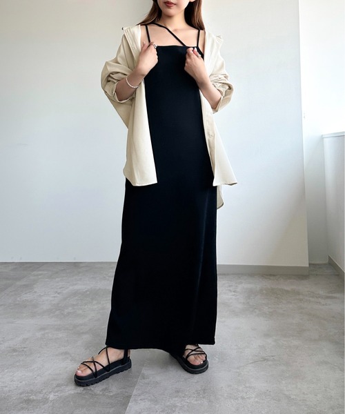 apres jour mignon(アプレジュールミニョン)の「カップ付き変形キャミワンピ【ZOZOTOWN限定アイテム】(ワンピース・レディース・ブラック/ブルー・X-LARGE/フリー)」の8枚目の写真