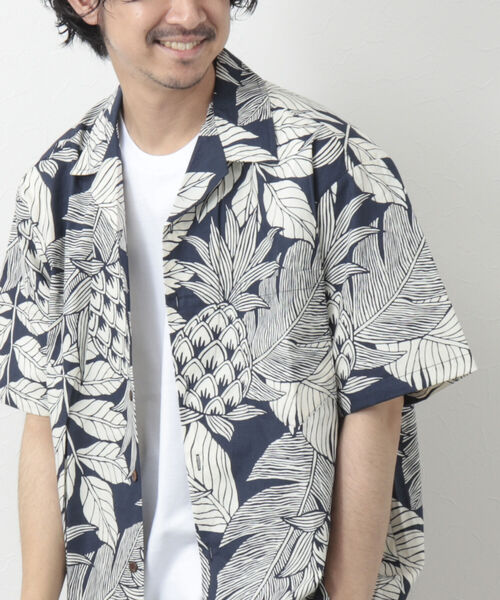NOLLEY'S goodman(ノーリーズグッドマン)の「【Hilo Hattie/ヒロハッティ】別注Aloha Shirt Pineapples アロハシャツ(シャツ/ブラウス・メンズ・ネイビー/グリーン・L/M)」の2枚目の写真