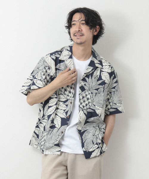 NOLLEY'S goodman(ノーリーズグッドマン)の「【Hilo Hattie/ヒロハッティ】別注Aloha Shirt Pineapples アロハシャツ(シャツ/ブラウス・メンズ・ネイビー/グリーン・L/M)」の4枚目の写真