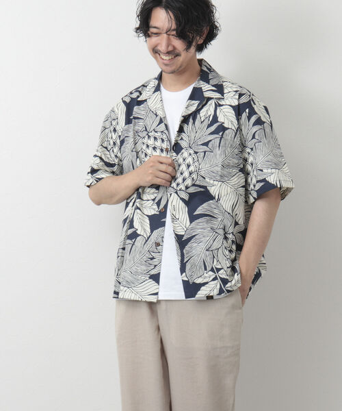 NOLLEY'S goodman(ノーリーズグッドマン)の「【Hilo Hattie/ヒロハッティ】別注Aloha Shirt Pineapples アロハシャツ(シャツ/ブラウス・メンズ・ネイビー/グリーン・L/M)」の6枚目の写真