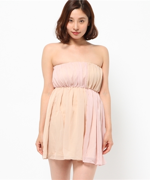 OUTLET（アウトレット）の「【Delyle noir】シフォンバイカラーベアワンピース（ワンピース・レディース・その他1・FREE）」の2枚目の写真