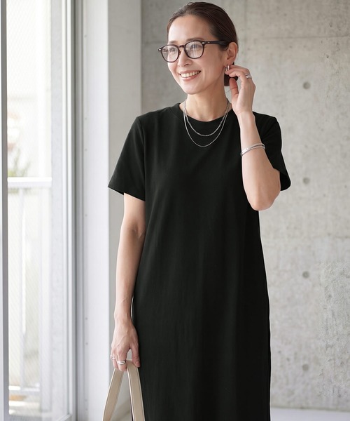 STYLE DELI(スタイルデリ)の「拾わないTシャツ型Iラインワンピース(ワンピース・レディース・オフホワイト/ブラック・FREE)」の9枚目の写真