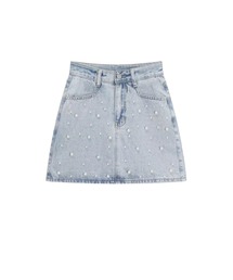 LA POMME petit | Brilliant Pearl Dots Mini Skirt パールデコデニムミニスカート(スカート)
