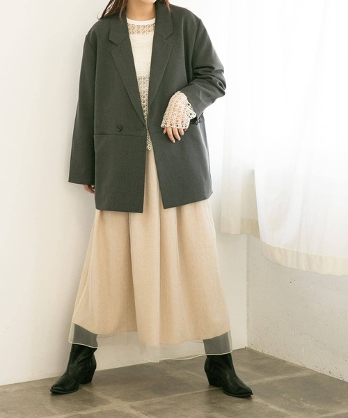 KBF(ケイビーエフ)の「チュールドッキング2WAYキャミワンピース(ワンピース・レディース・ブラック/ベージュ/ブルー・ONE)」の19枚目の写真