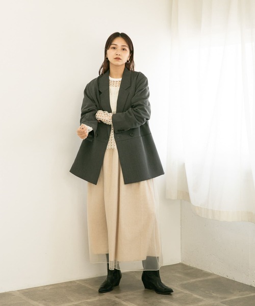 KBF(ケイビーエフ)の「チュールドッキング2WAYキャミワンピース(ワンピース・レディース・ブラック/ベージュ/ブルー・ONE)」の20枚目の写真