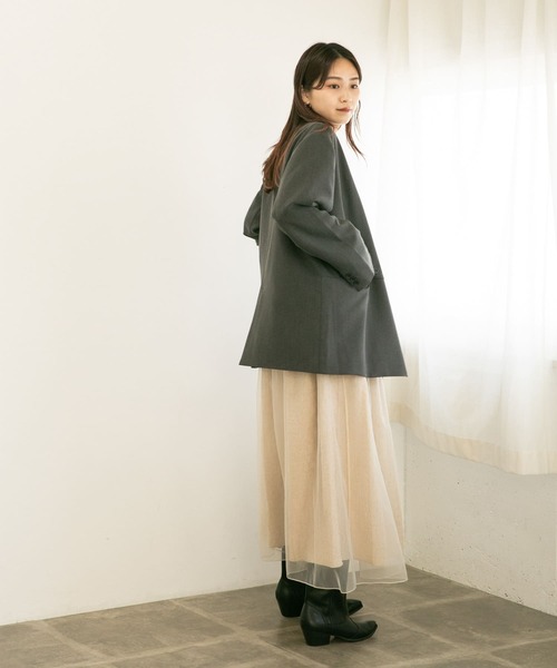 KBF(ケイビーエフ)の「チュールドッキング2WAYキャミワンピース(ワンピース・レディース・ブラック/ベージュ/ブルー・ONE)」の21枚目の写真