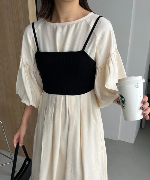 CAPRICIEUX LE'MAGE（カプリシューレマージュ）の「【サイズ展開あり】【セットアイテム】ビスチェSETパフワンピース（ワンピース・レディース・オフホワイト/ベージュ・FREE/PS）」の4枚目の写真