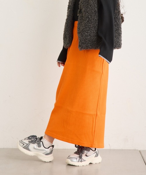 CIAOPANIC TYPY（チャオパニックティピー）の「【新色追加】【KIDS】Iラインリブスカート（スカート・キッズ・ブラック/ブルー系その他/オレンジ/ブルー/レッド/グレー/ライム/ピンク・S/M/L/XL/XXL）」の12枚目の写真