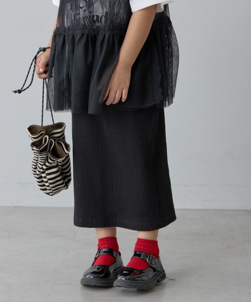 CIAOPANIC TYPY（チャオパニックティピー）の「【新色追加】【KIDS】Iラインリブスカート（スカート・キッズ・ブラック/ブルー系その他/オレンジ/ブルー/レッド/グレー/ライム/ピンク・S/M/L/XL/XXL）」の17枚目の写真