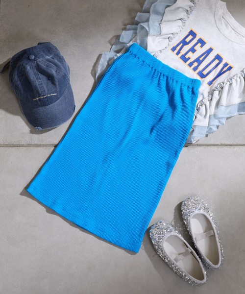 CIAOPANIC TYPY（チャオパニックティピー）の「【新色追加】【KIDS】Iラインリブスカート（スカート・キッズ・ブラック/ブルー系その他/オレンジ/ブルー/レッド/グレー/ライム/ピンク・S/M/L/XL/XXL）」の20枚目の写真