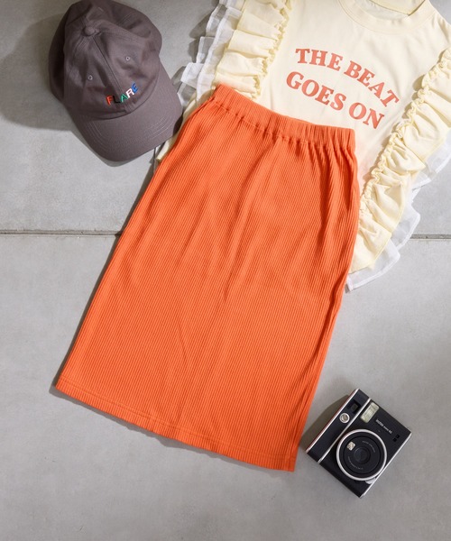 CIAOPANIC TYPY（チャオパニックティピー）の「【新色追加】【KIDS】Iラインリブスカート（スカート・キッズ・ブラック/ブルー系その他/オレンジ/ブルー/レッド/グレー/ライム/ピンク・S/M/L/XL/XXL）」の21枚目の写真
