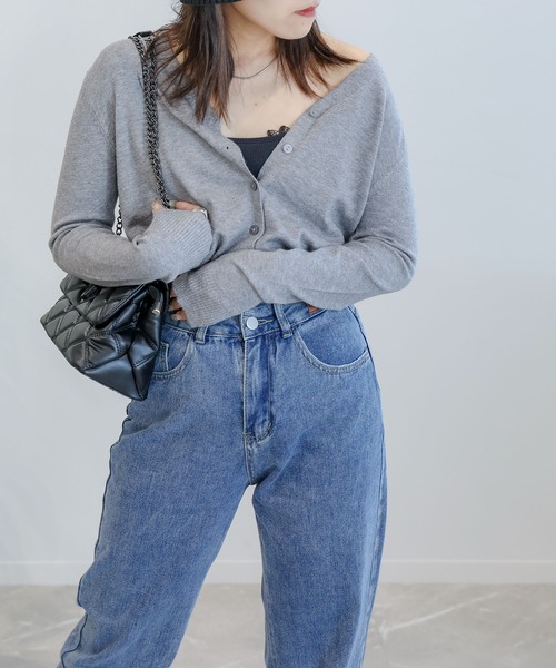 aimoha(アイモハ)の「シンプルVネックニットカーディガン(カーディガン/ボレロ・レディース・ブラック/ホワイト/グレー/ピンク・LARGE/X-LARGE/MEDIUM)」の18枚目の写真