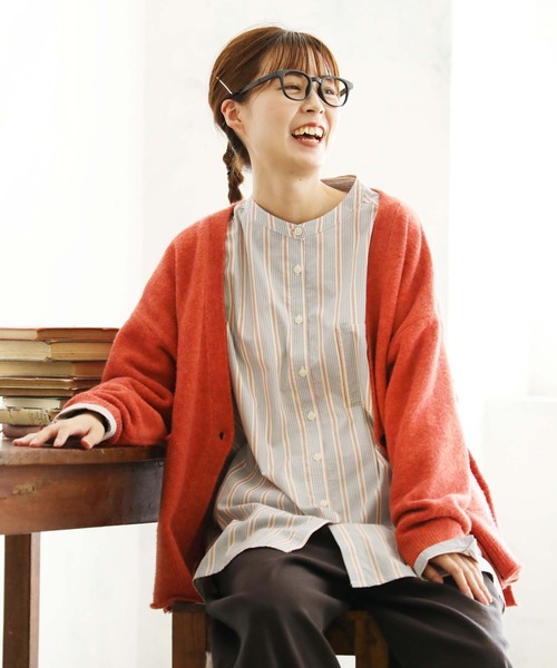 soulberry(ソウルベリー)の「はちみつ堂のアカシアみたいなストライプシャツ(シャツ/ブラウス・レディース・ブルー系その他・3L/M/LL/L/4L)」の6枚目の写真