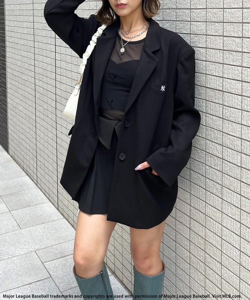 BACK TO THE FIELD（バック トゥー ザ フィールド）の「【MLB】総柄フロッキープリントチュールトップス（Tシャツ/カットソー・レディース・パープル/ブラック/ベージュ・FREE）」の7枚目の写真